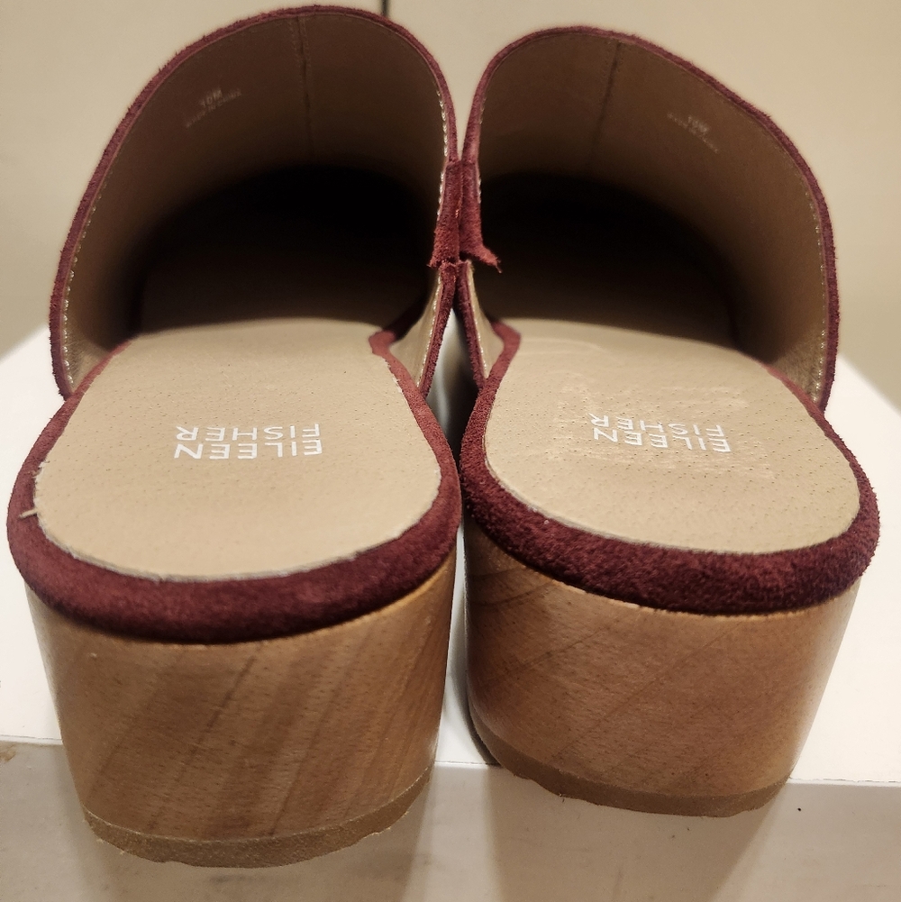 NEW Eileen Fisher "SAVANA" Suede Wood Heel Slip-On Platform Clogs Sz.10 Ret.$250 - Picture 8 of 9